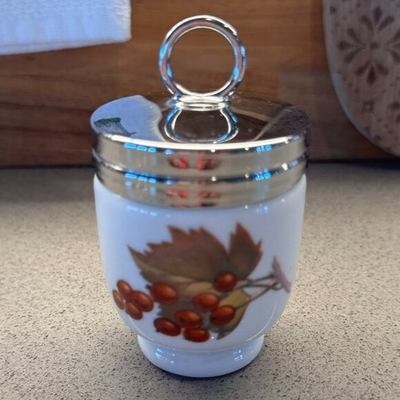 Royal Worcester Evesham Single Egg Coddler – Hand-Painted Fruit Motif – Vintage - Picture 2 of 6